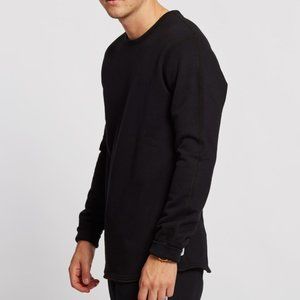 Reigning Champ Midweight Scalloped Crewneck Sweatshirt, Medium, Black